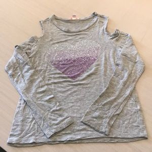 Super soft gray cold shoulder girls top